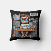 テックおもしろいサポートTシャツ漫画 クッション (裏面)