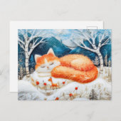 テックで作られたファンタジー林で眠る感じ猫 ポストカード (正面/裏面)