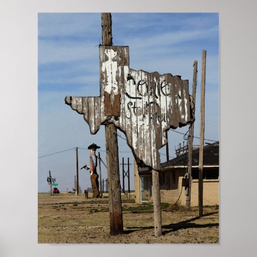 テックスとテキサス州標識 ポスター (正面)