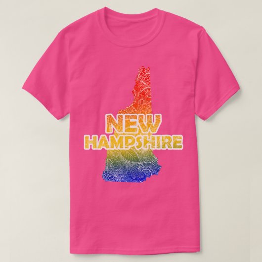 テックスカラフル付きニューハンプシャーのマンダラアートマップ Tシャツ (デザイン正面)