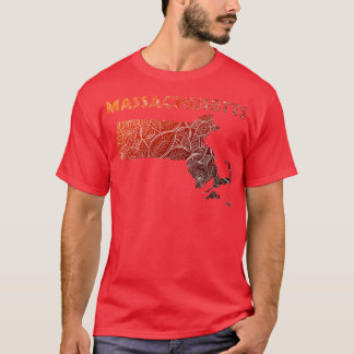 テックスカラフル付きマサチューセッツのマンダラアートマップ Tシャツ