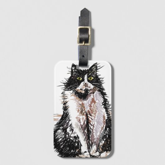 テックスドキャット おもしろい猫 アート 描画 旅行用荷物タグ ラゲッジタグ (正面縦)