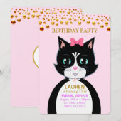 テックスードキャットの誕生日パーティー招待状 招待状 (正面/裏面)