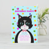 テックスード猫の誕生日パーティー招待状 招待状 (スタンド正面)