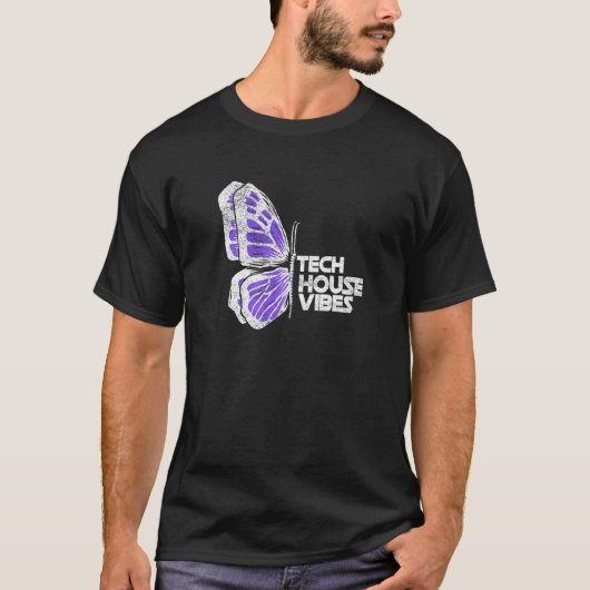 テックハウス深いハウステクノバタフライ Tシャツ (正面)