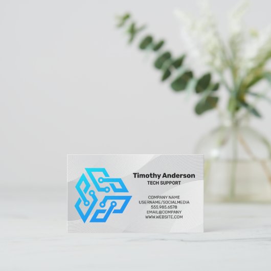 テックモダンブルーロゴ | ソフトウェアAI 予約カード (スタンド正面)