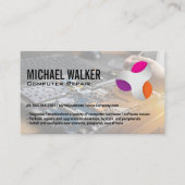 テックモダンロゴ | 作業者はんだ付け電子機器 名刺 (正面)