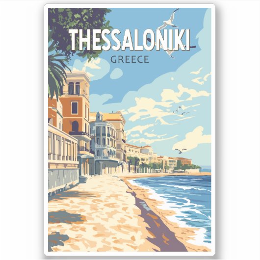 テッサロニキギリシャ旅行アートヴィンテージ シール (正面)