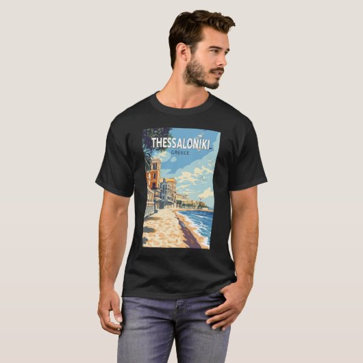 テッサロニキギリシャ旅行アートヴィンテージ Tシャツ (正面フル)