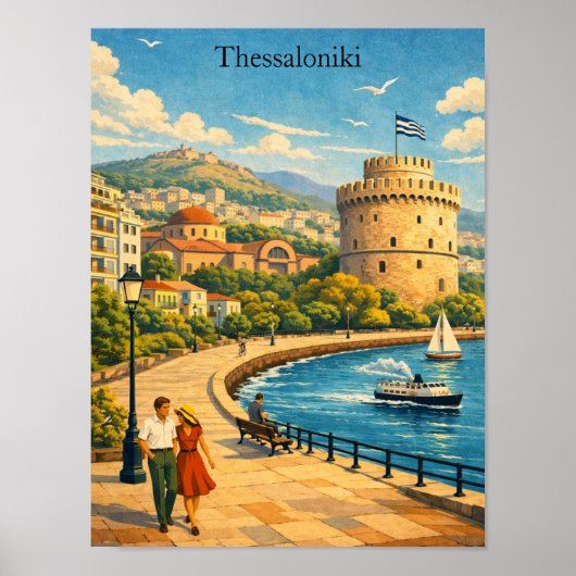 テッサロニキ ギリシャ ヴィンテージ 旅行 ポスター (正面)
