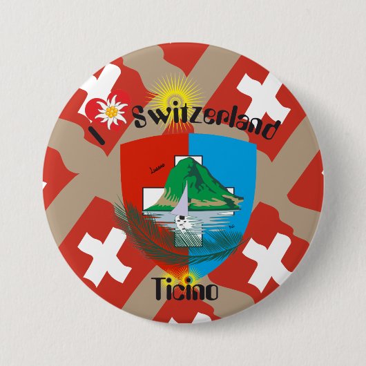 テッシン – Ticino - Schweiz - Svizzeraボタン 缶バッジ (正面)