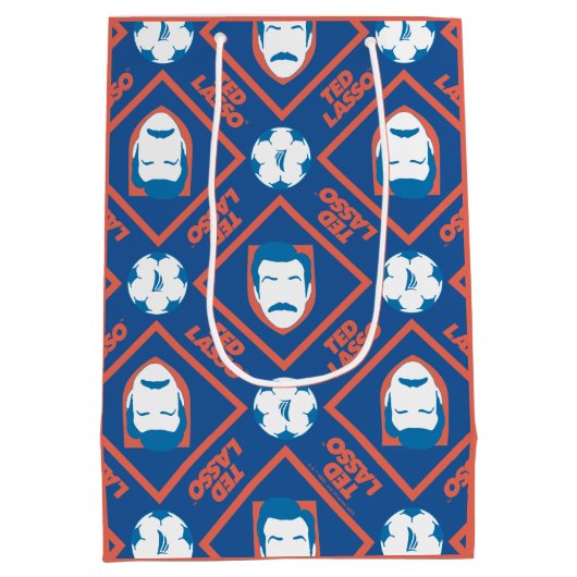 テッドなげなわ |顔とボールのひし形 ミディアムペーパーバッグ (裏面)