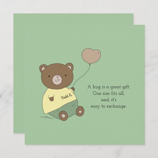 テッドE.ベアーハググリーンパーソナライズされた (正面/裏面)