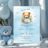 テディお洒落ベアそれは男の子の赤ちゃんシャワーである 招待状