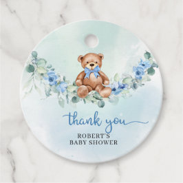 テディお洒落ベアほこりっぽい青フローラユーカリ フェイバータグ