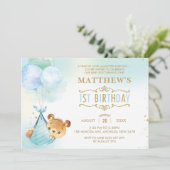 テディお洒落ベアバルーン1st誕生日パーティー 招待状 (スタンド正面)