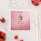 テディお洒落ベア1st誕生日紙ナプキンス スタンダードカクテルナプキン (インサイチュ)