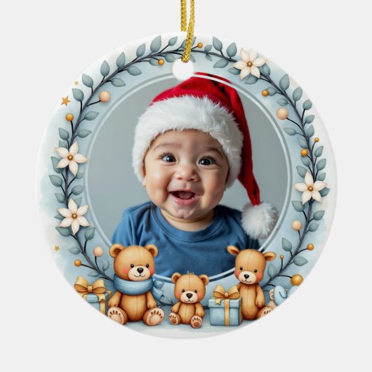 テディからのお知らせ 両面1stクリスマス セラミックオーナメント (正面)