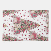 テディかわいらしベア付き水色クリスマスツリー キッチンタオル (横)