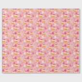 テディがサンタハットの木ピンクのクリスマスを支える ラッピングペーパー (フラット)