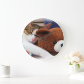 テディが付いている子猫 ラージ壁時計 (ホーム)