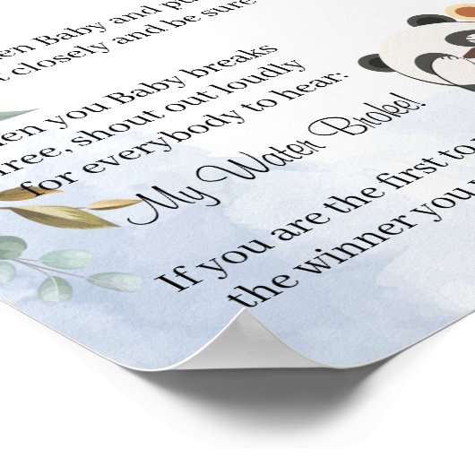 テディが私の水を壊したシャワーゲームサインを負担 ポスター (角)