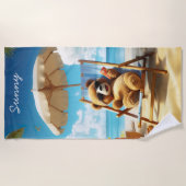 テディでビーチ- Bear Towels for Summerおもしろい ビーチタオル (正面)