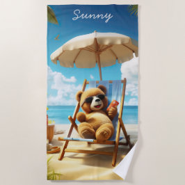 テディでビーチ- Bear Towels for Summerおもしろい ビーチタオル
