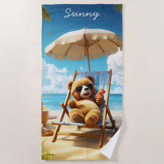 テディでビーチ- Bear Towels for Summerおもしろい ビーチタオル