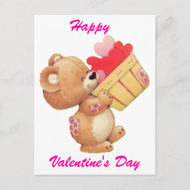 テディとバスケット入りのハート シーズンポストカード