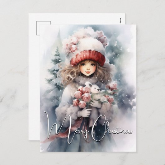 テディと愛らしいクリスマスの妖精 シーズンポストカード (正面/裏面)