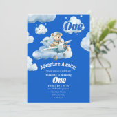 テディのスカイサファリ:1歳の誕生日の遠征 招待状 (スタンド正面)