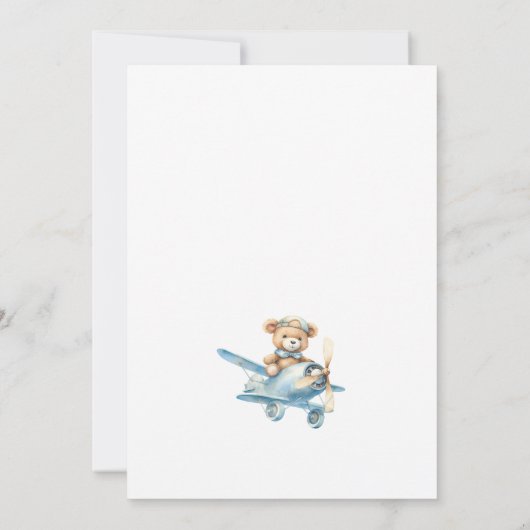 テディのスカイサファリ：1歳の誕生日の遠征 招待状 (裏面)