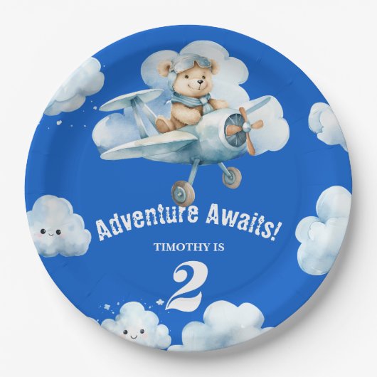 テディのスカイハイの誕生日：2回目の誕生日 ペーパープレート (正面)