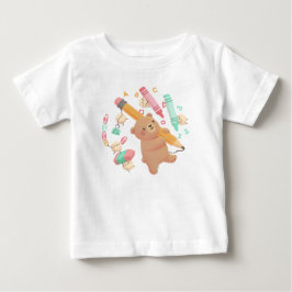テディのバックトゥスクールイラスト ベビーTシャツ