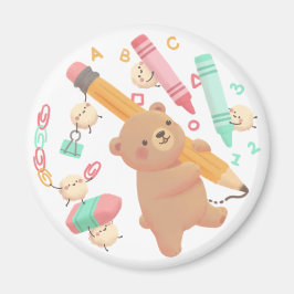 テディのバックトゥスクールイラスト マグネット