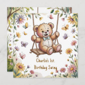 テディのファーストバースデイスウィングパーティ 招待状 (正面/裏面)