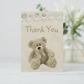 テディのヴィンテージのレースのプリントは感謝していしています サンキューカード (スタンド正面)