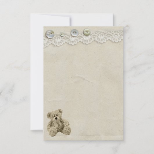 テディのヴィンテージのレースのプリントは感謝していしています サンキューカード (裏面)