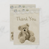 テディのヴィンテージのレースのプリントは感謝していしています サンキューカード (正面/裏面)
