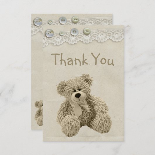 テディのヴィンテージのレースのプリントは感謝していしています サンキューカード (正面/裏面)
