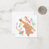 テディの新学期イラスト ノートカード (正面/裏面インサイチュ)