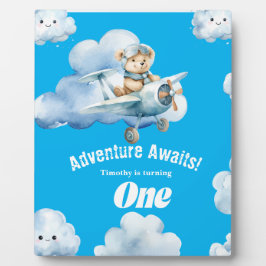 テディの最初の誕生日スカイバインドされたお祝いバッシュ フォトプラーク