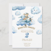 テディの空高く2歳の誕生日アドベンチャー 招待状 (正面)