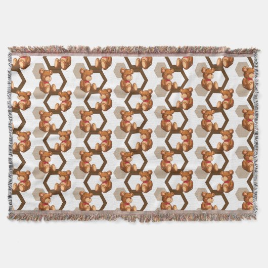 テディの配列のイラストレーションは白に関係します スローブランケット (正面)