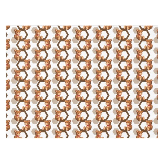 テディの配列のイラストレーションは白に関係します テーブルクロス (正面(横))