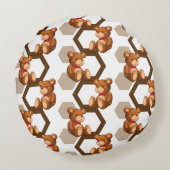 テディの配列のイラストレーションは白に関係します ラウンドクッション (裏面)