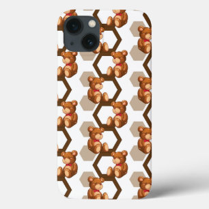 テディの配列のイラストレーションは白に関係します iPhone 13ケース