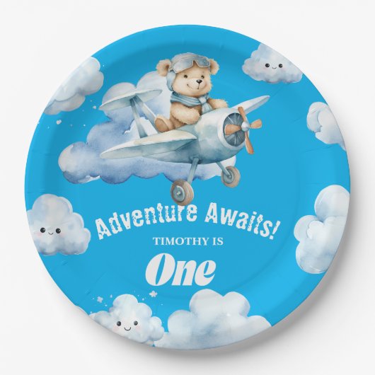 テディの１歳の誕生日スカイハイ・ソワレ ペーパープレート (正面)