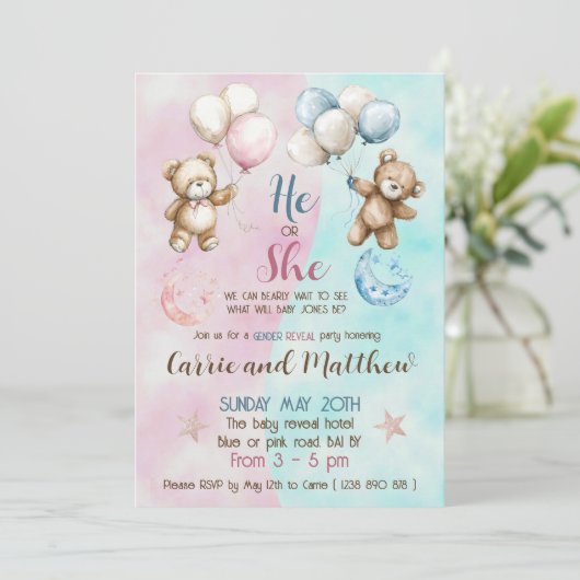 テディはジェンダーの発表の招待を負う 招待状 (スタンド正面)